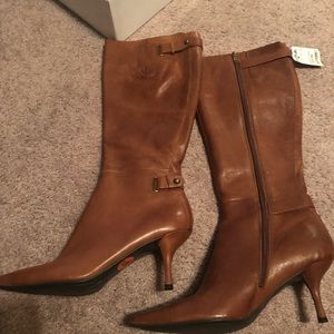 Tan leather Nine West calf boots